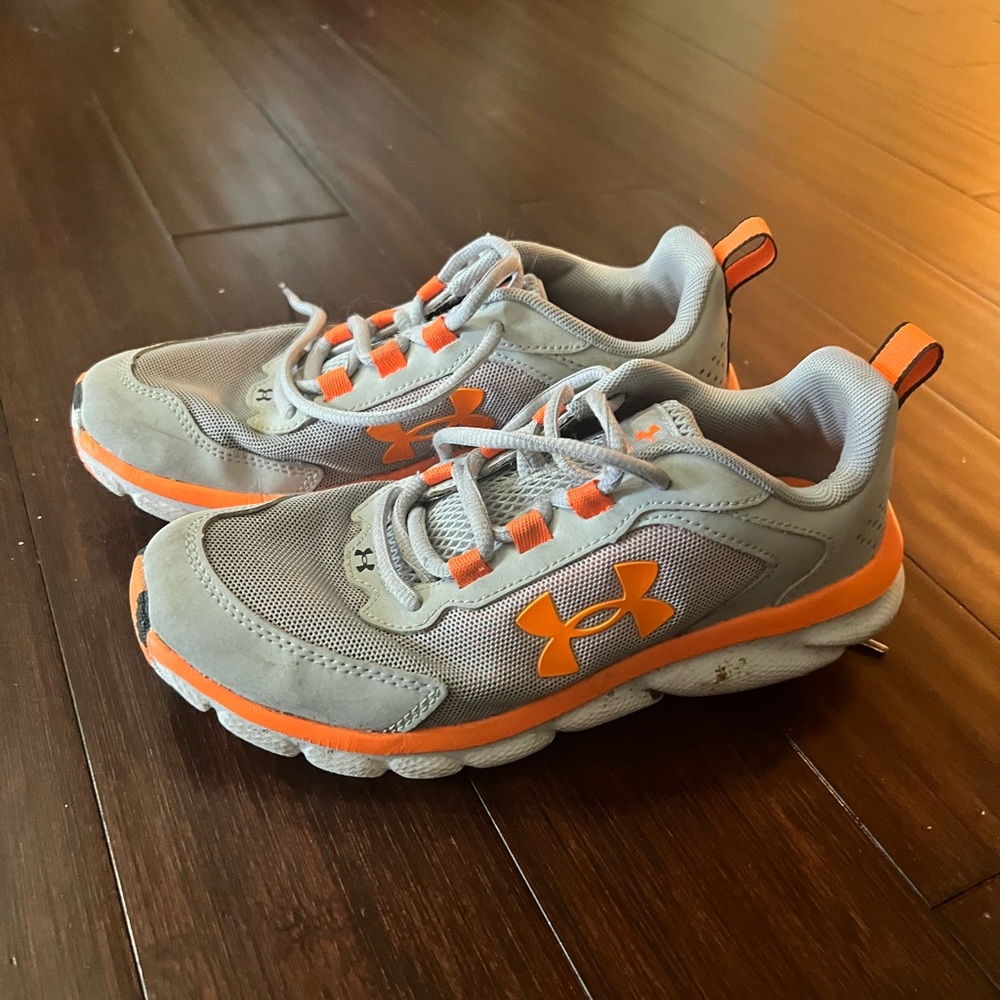 Under Armour Kids' Gray and Orange Sneakers